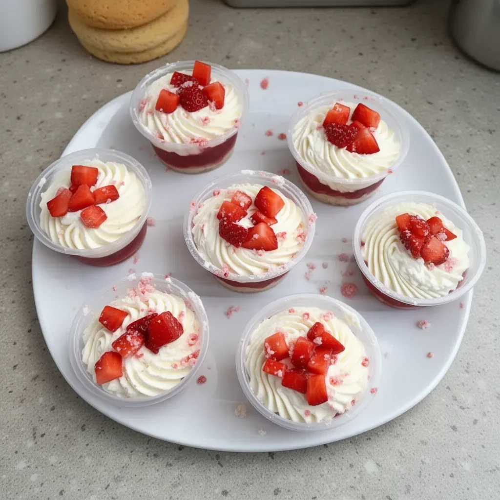 Strawberry Shortcake Dessert Cups with fresh strawberries and whipped cream