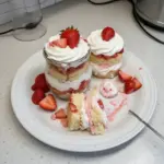 Delicious strawberry shortcake trifles layered with fresh strawberries and cream