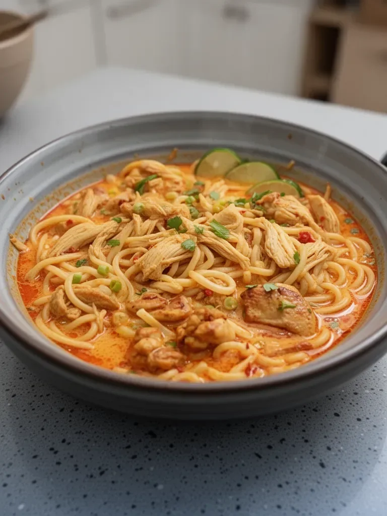 Thai-Inspired Coconut Red Curry Chicken Udon