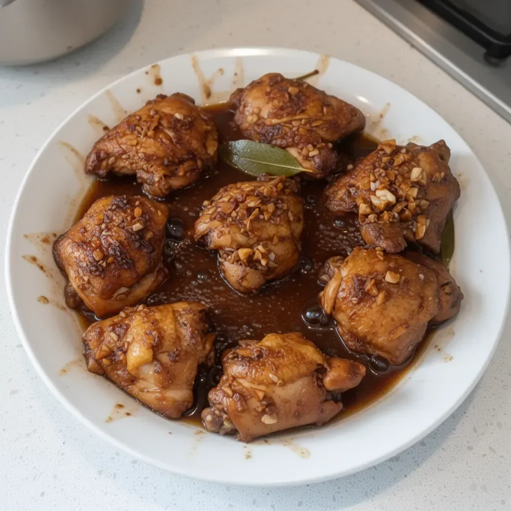 Delicious and flavorful Filipino Chicken Adobo served in a bowl