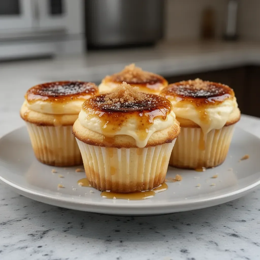 Vanilla Bean Crème Brûlée Cheesecake Cupcakes