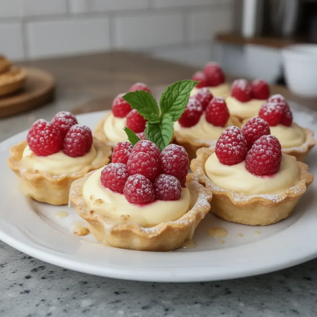 Vanilla Cream Tarts with Fresh Raspberries