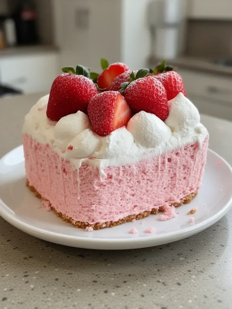 3 Ingredient No Bake Strawberry Cloud Cake