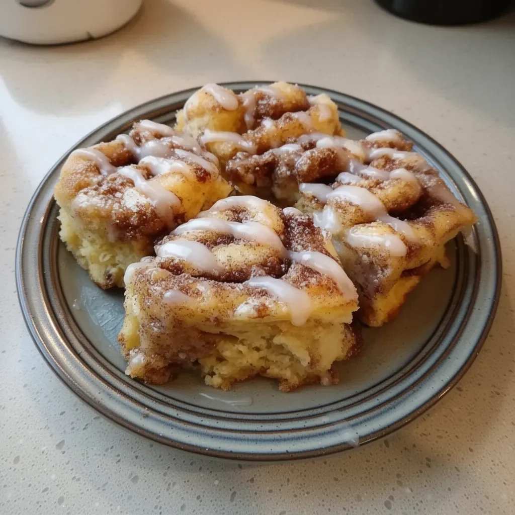 Delicious Amish Cinnamon Flop topped with cinnamon and sugar on a plate.