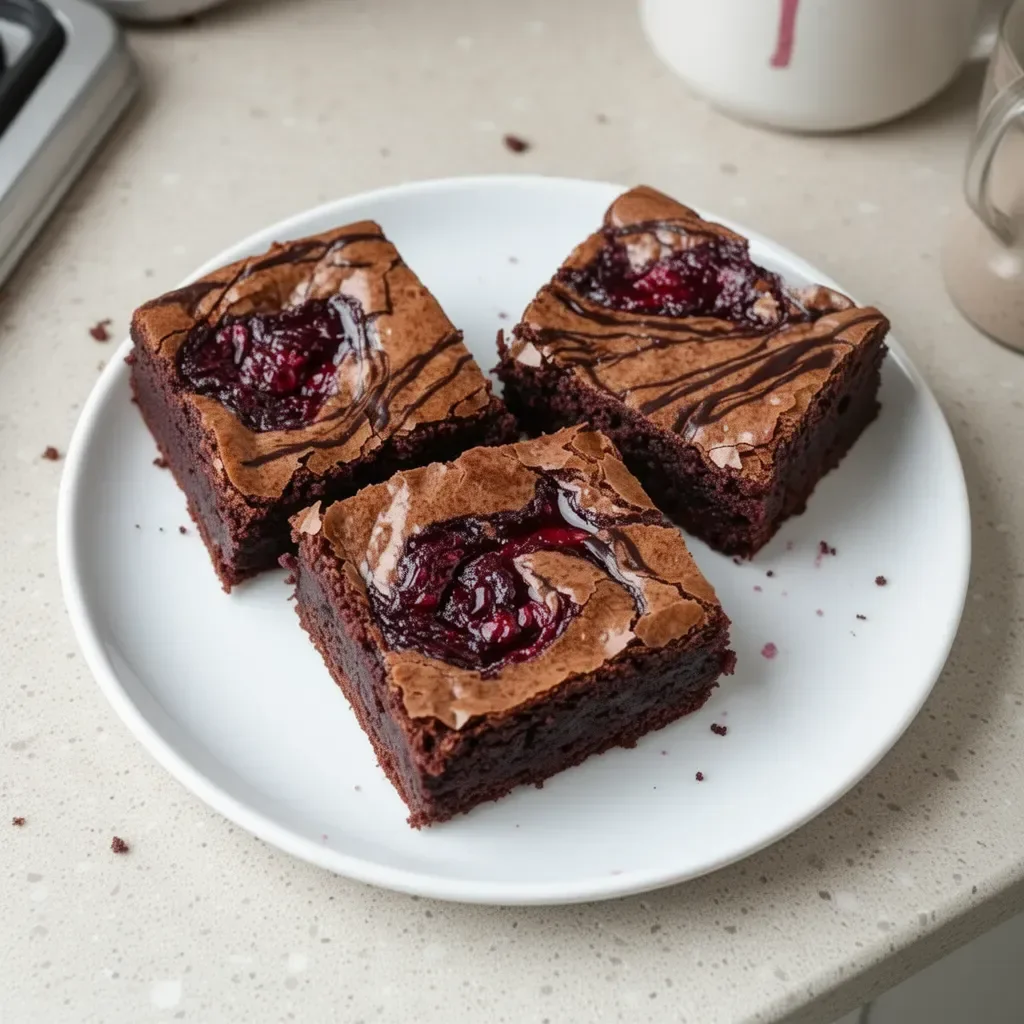 Decadent raspberry swirl brownies with rich chocolate and fresh raspberries