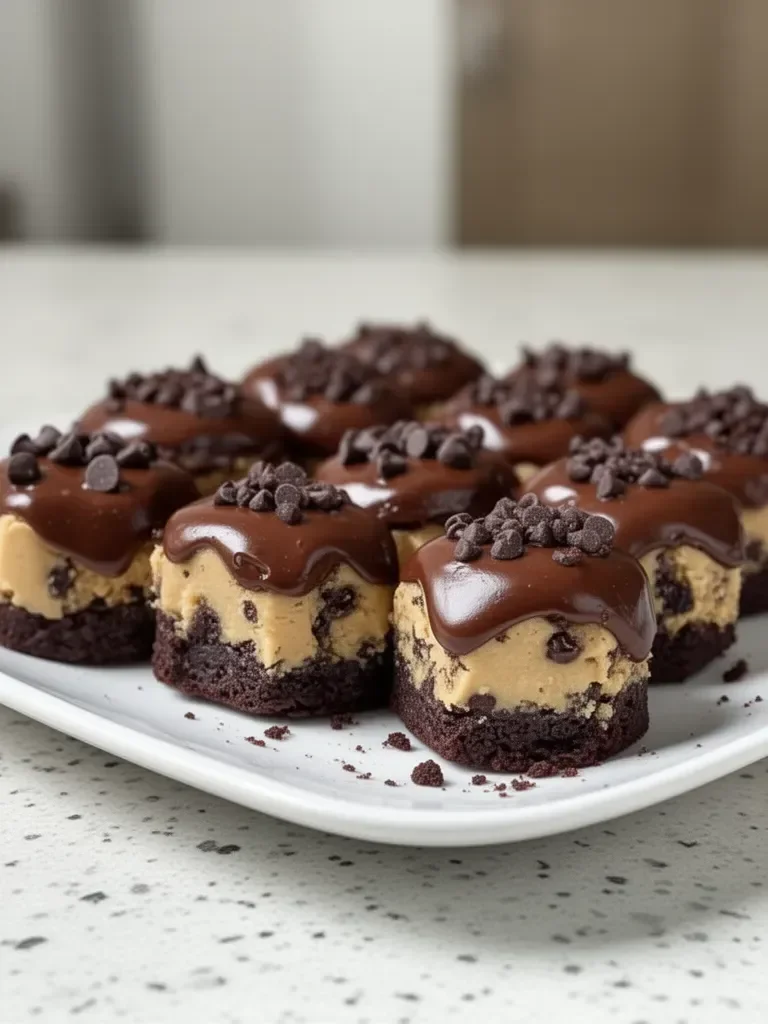 Chocolate Chip Cookie Dough Brownie Bites – The Best 3-Layer Treat Ever