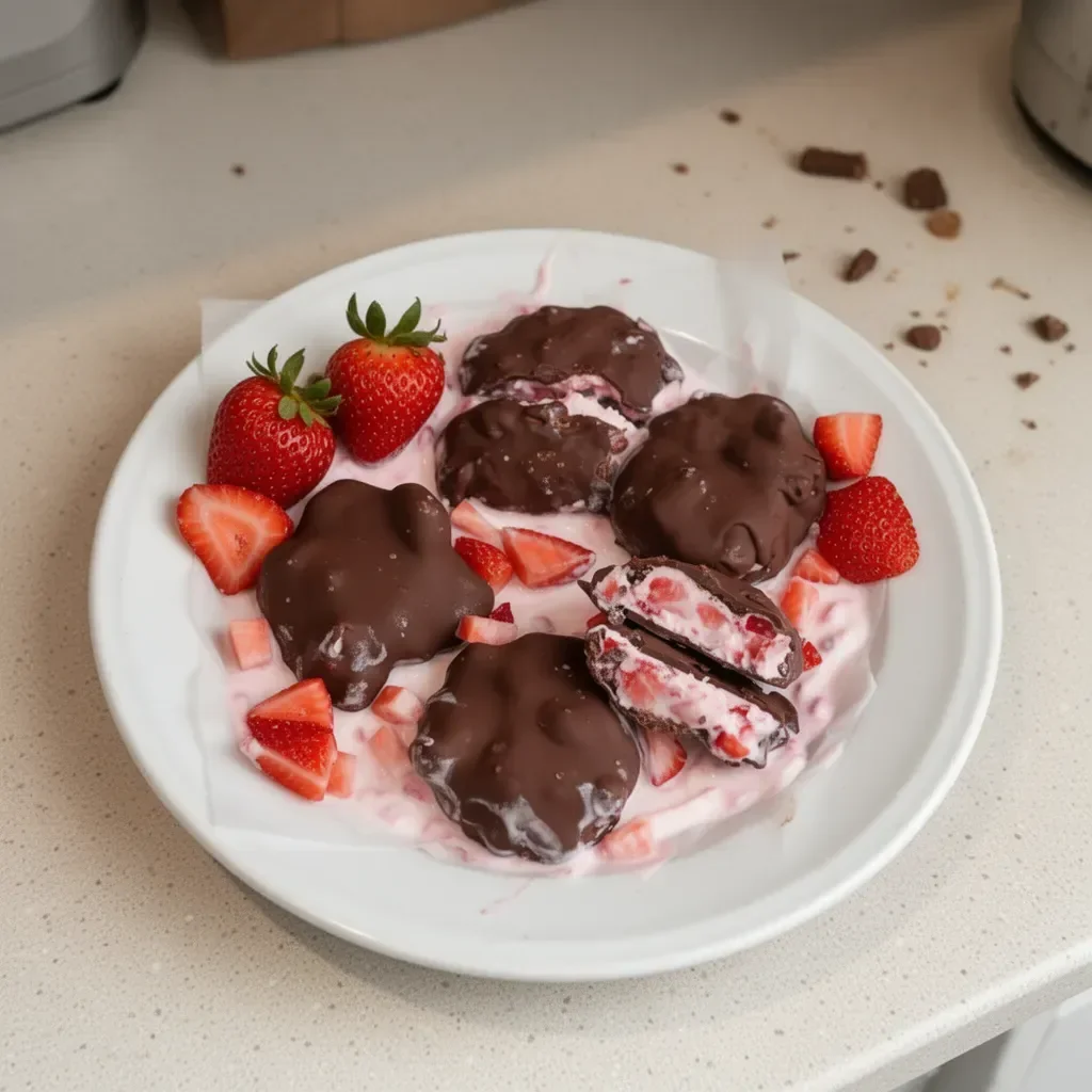 Delicious Chocolate Strawberry Yogurt Clusters ready to enjoy