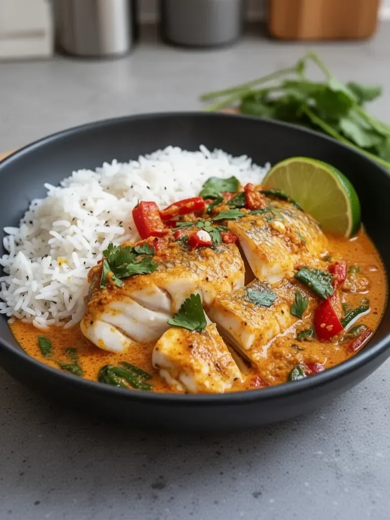 Coconut Lime Fish Curry with Jasmine Rice