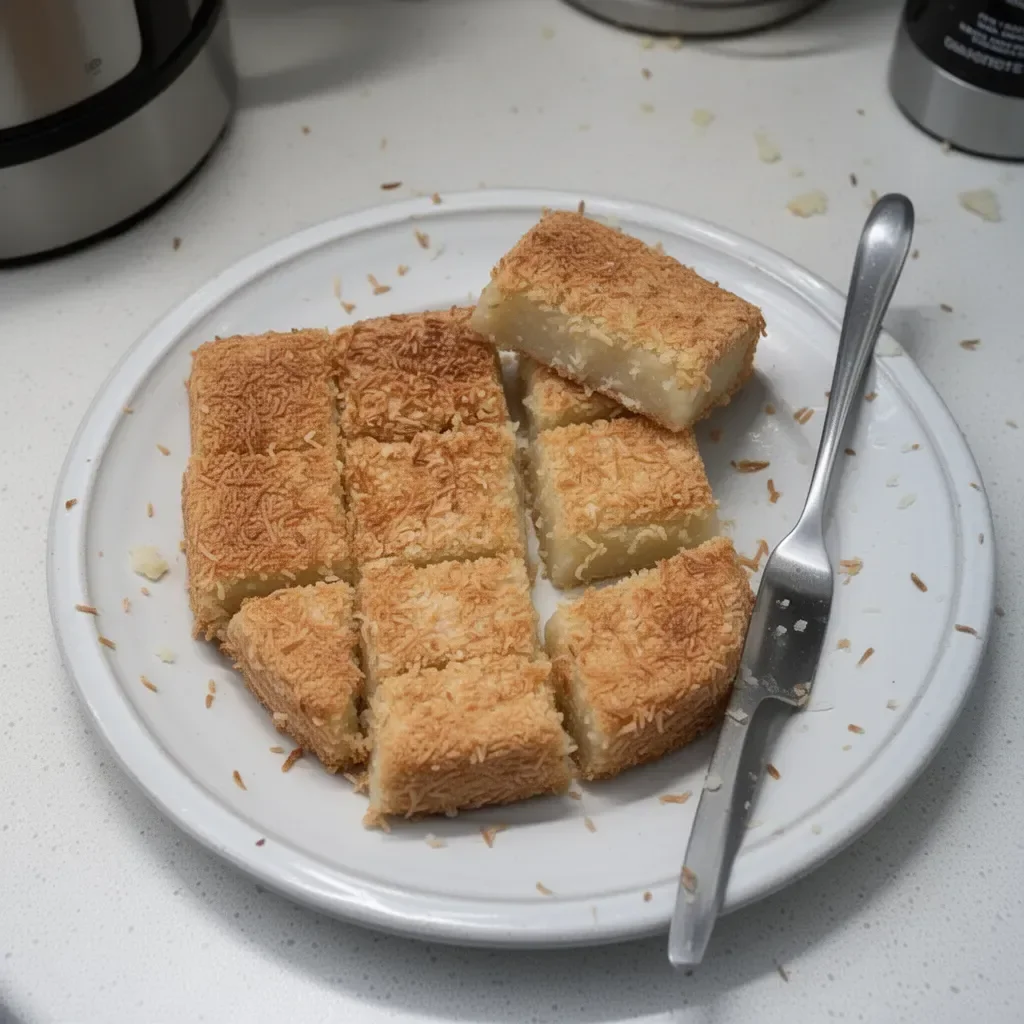 Delicious Coconut Mochi Cake with a chewy texture and tropical coconut flavor.