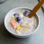 Delicious coconut rice balls served in creamy coconut milk