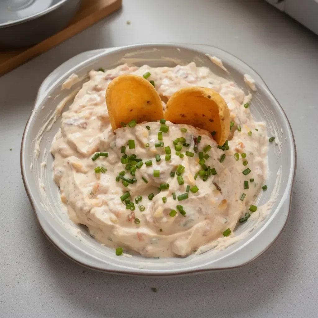 Creamy high-protein dip served in a bowl, ideal for pool parties and gatherings.