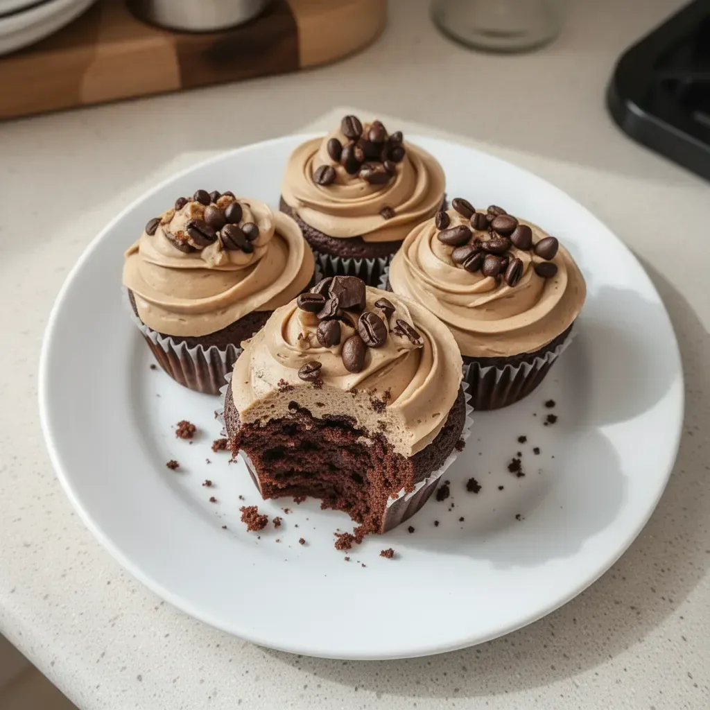 Delicious espresso cupcakes with creamy espresso frosting