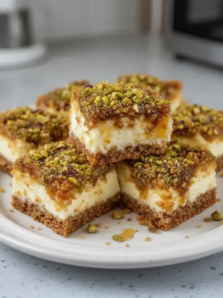 Greek Honey Pistachio Cheesecake Bars: Creamy Delight!