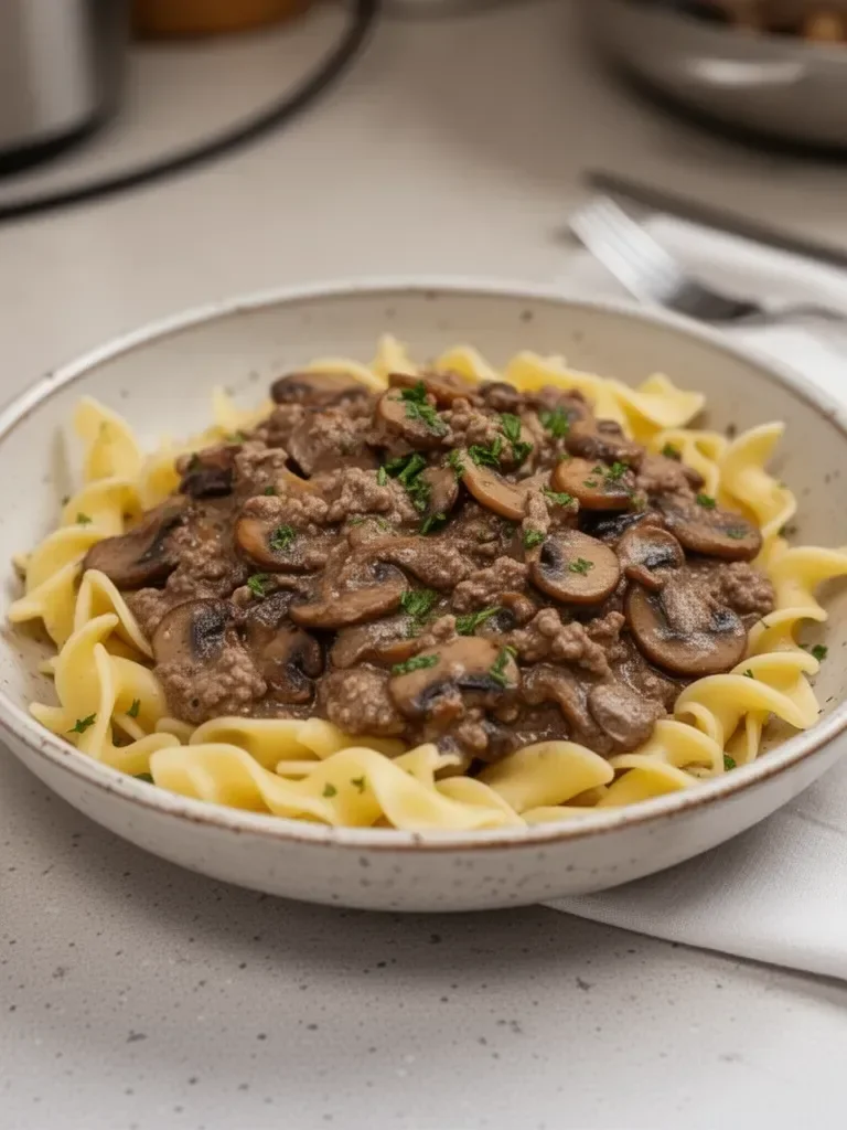 Ground Venison Stroganoff