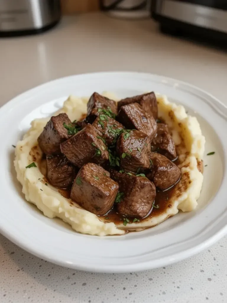 Healthy Crock Pot Garlic Butter Steak Bites