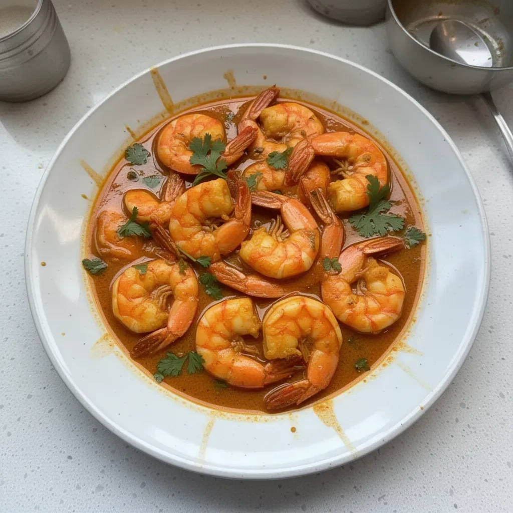 Delicious Kerala Prawn Curry with aromatic spices and fresh prawns
