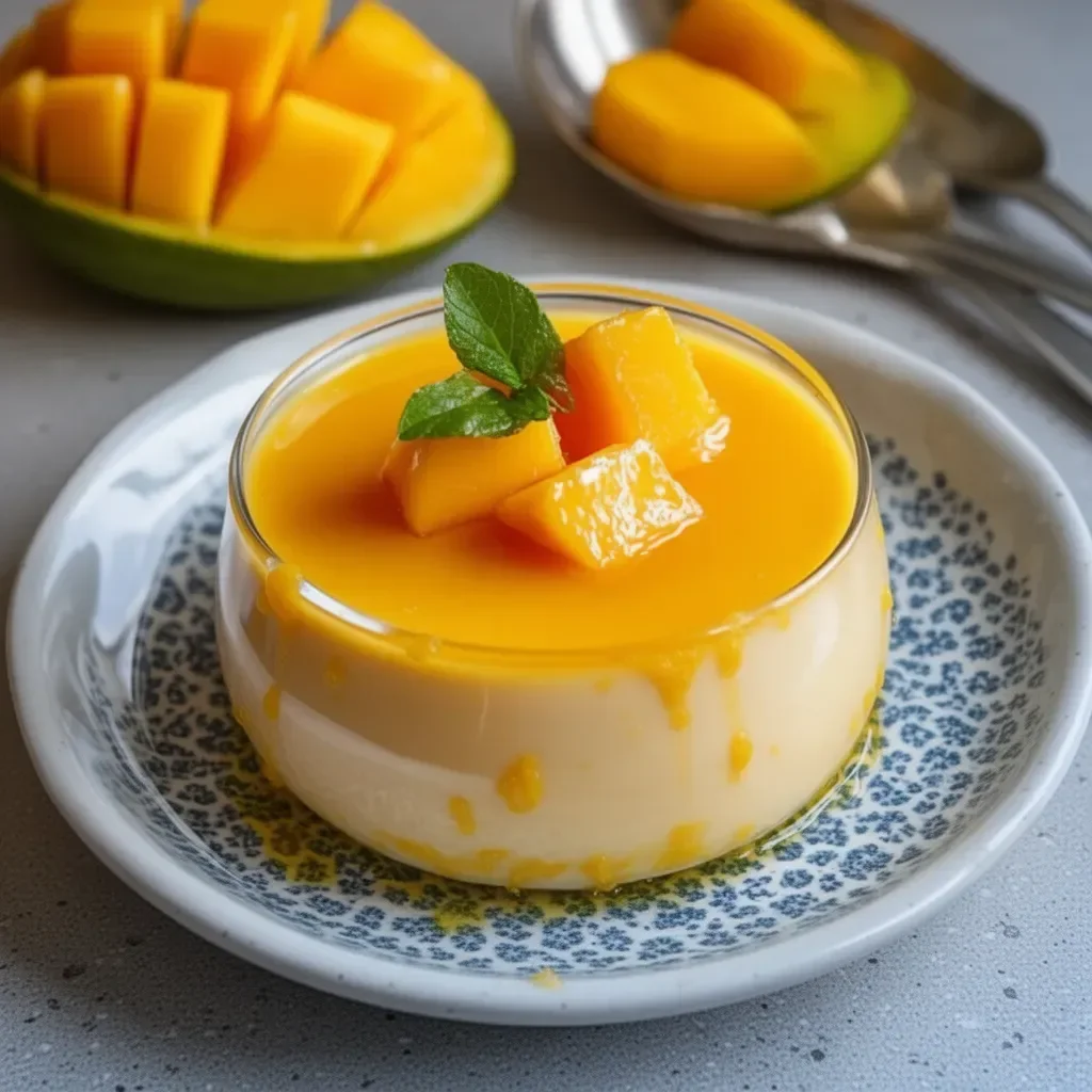 Delicious Mango Panna Cotta served in a dessert glass