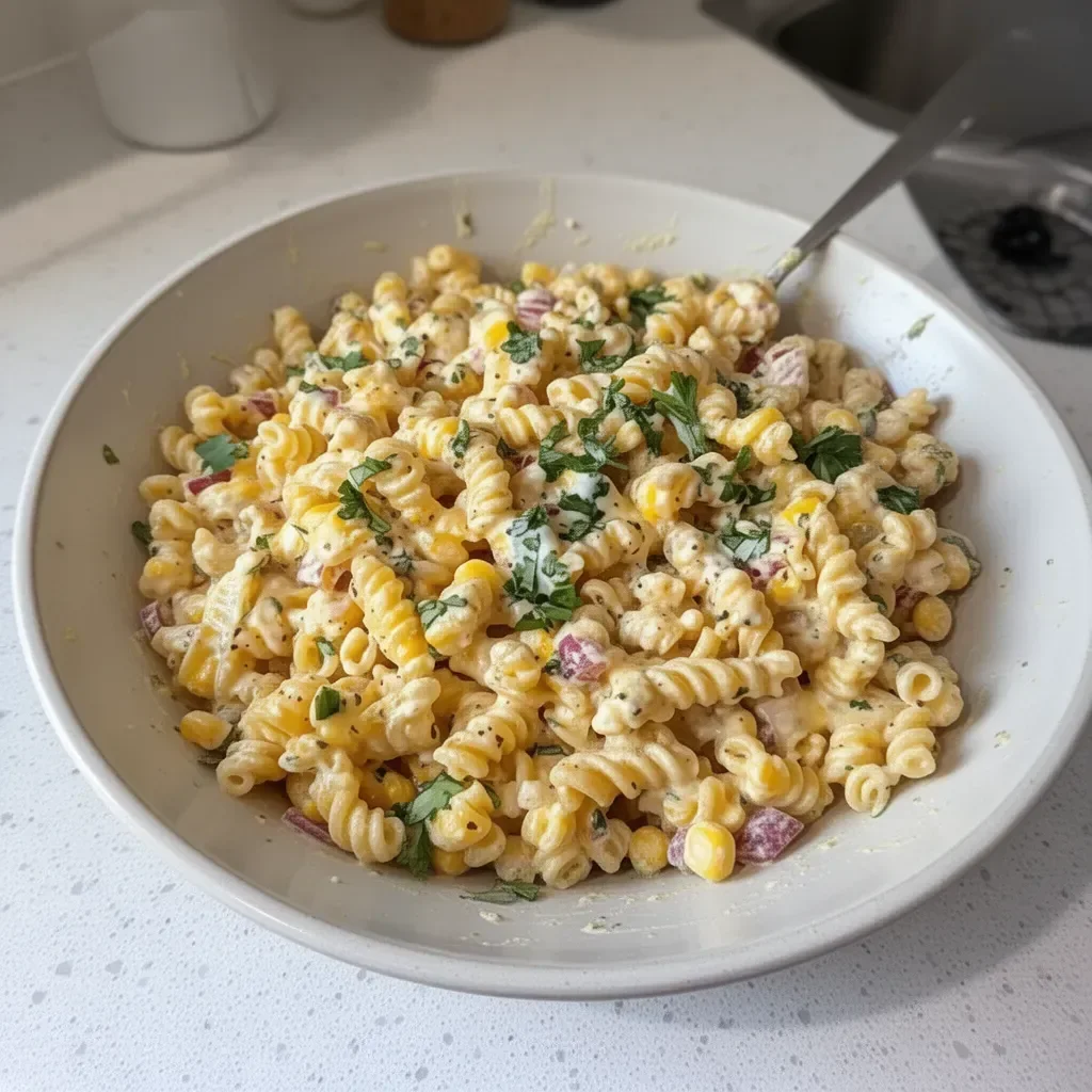 Delicious Mexican Street Corn Pasta Salad with vibrant colors and fresh ingredients