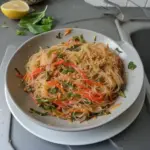 Peanut Miso Vermicelli Salad with colorful vegetables in a bowl