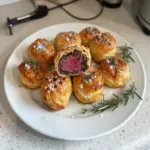 Mini Beef Wellington bites served on a platter as elegant appetizers