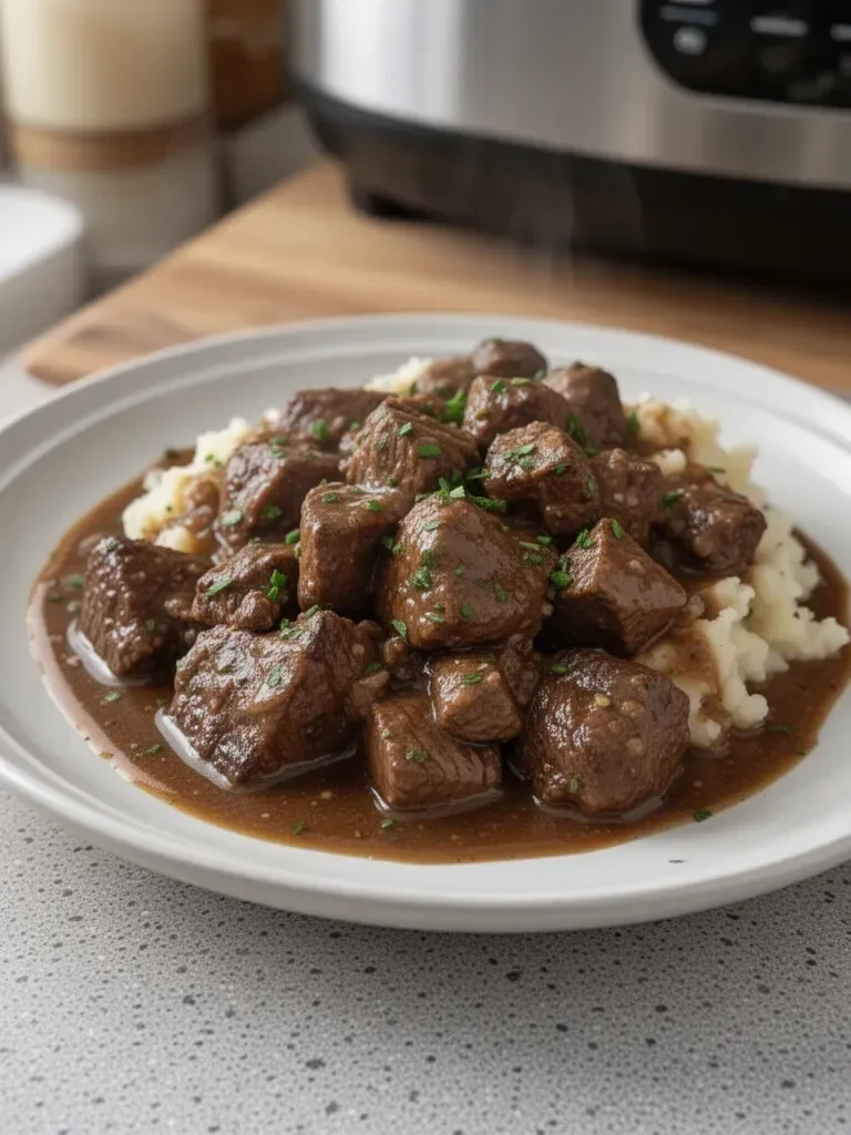 Slow Cooker Beef Tips and Gravy