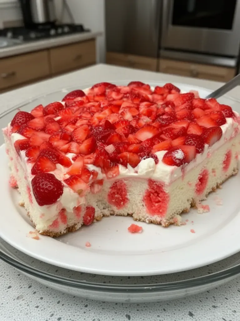 Strawberry Cheesecake Poke Cake