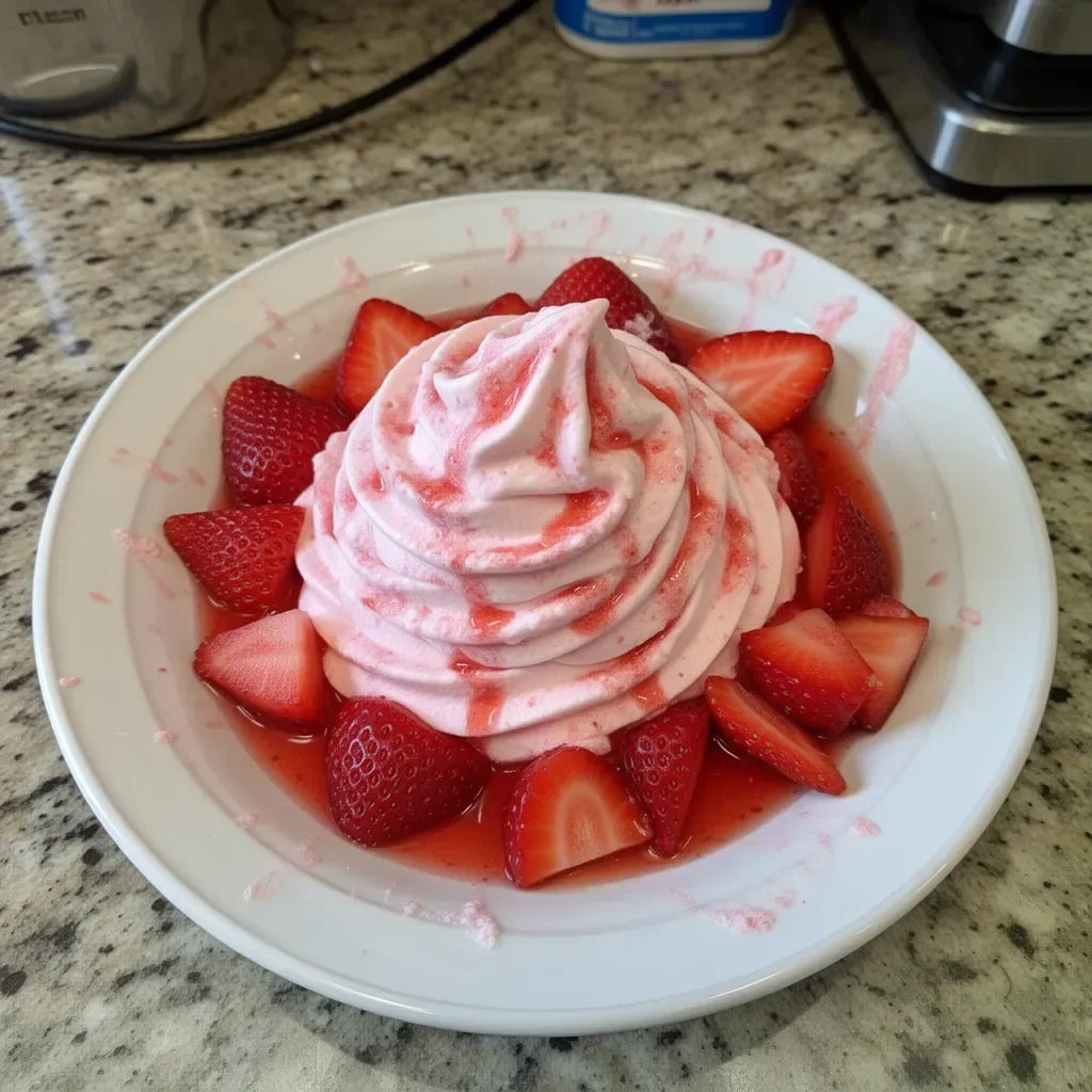 Delicious Strawberry Dole Whip served in a bowl