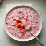 Delicious Strawberry Sago dessert with fresh strawberries and tapioca pearls