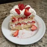 Delicious strawberry shortcake with fresh strawberries and whipped cream