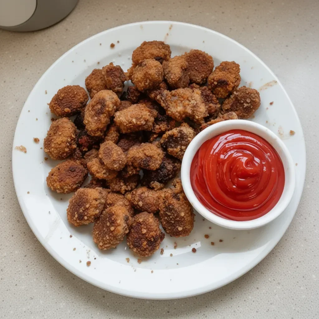 Deliciously crispy venison nuggets served with dipping sauce