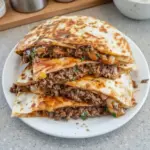 Delicious venison quesadilla with melted cheese and toppings ready to serve