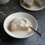 Vietnamese Steamed Banana Pudding served in Coconut Sauce