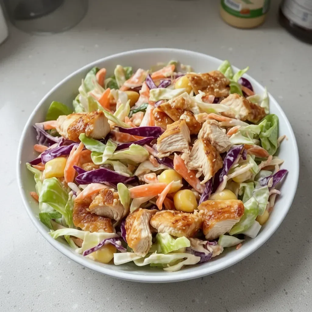 Hawaiian Chicken Slaw Salad with vibrant colors and fresh ingredients