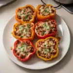 Colorful stuffed peppers filled with meat and vegetables, a delicious dinner option
