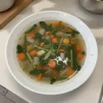 Homemade vegetable bouillon made from garden harvest vegetables